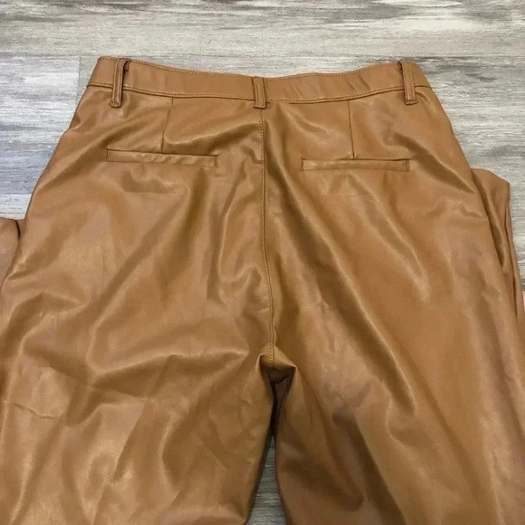 Abercrombie & Fitch Tan Faux Vegan Leather The Skinny Ultra High Rise Split 32 - Picture 9 of 10